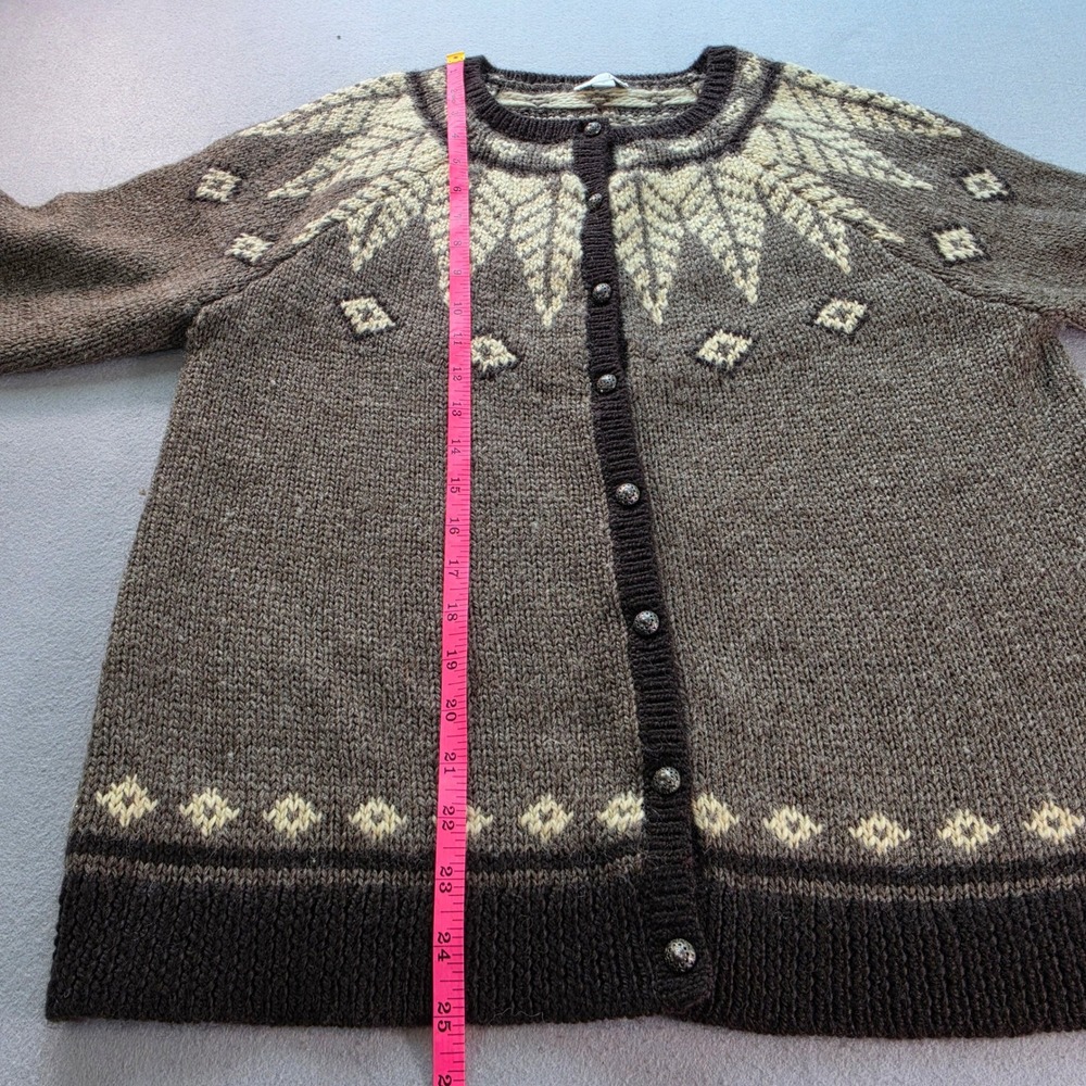J. Jill Womens Brown Fair Isle Wool Blend Button Front Cardigan Sweater Size M - Picture 6 of 8
